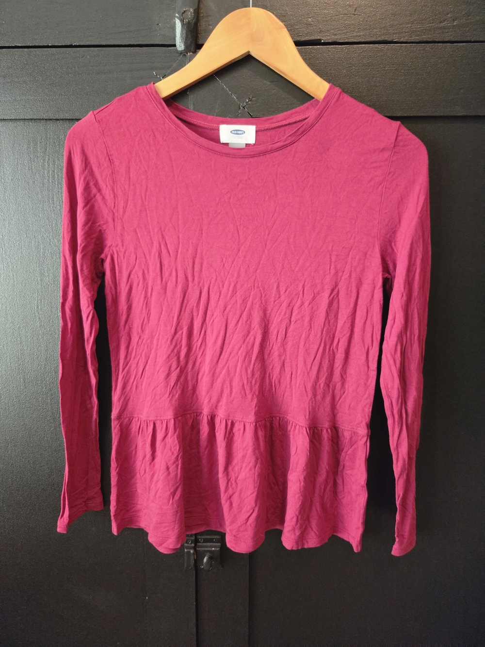 Women’s XS Long Sleeve Burgundy Peplum Top